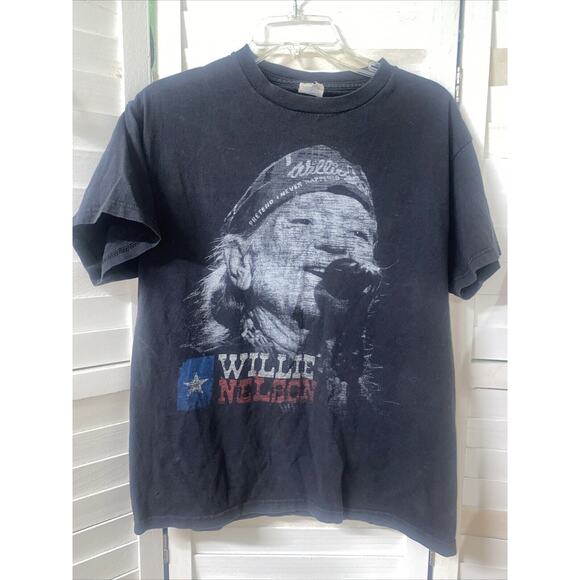 WILLIE NELSON Black Cotton Delta Pro Weight T-Shirt Country MEN’s Medium - Picture 1 of 5